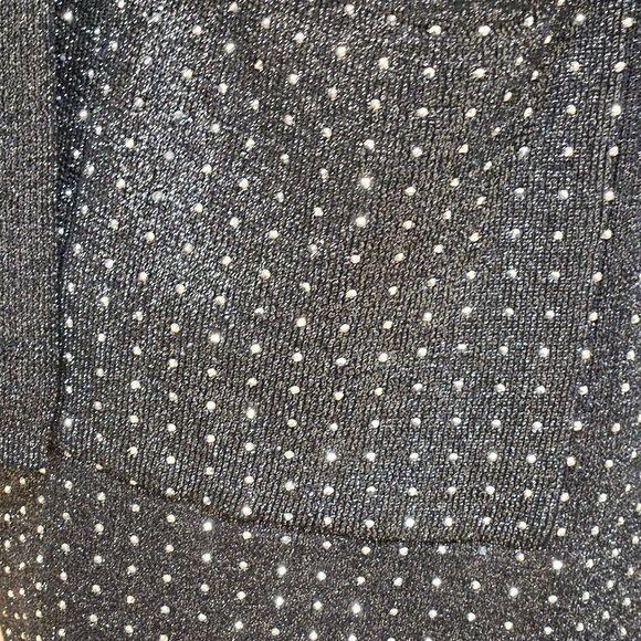 On Twelfth Womens Size L Black Silver Glitter Open Front Cardigan Sweater - Picture 8 of 9